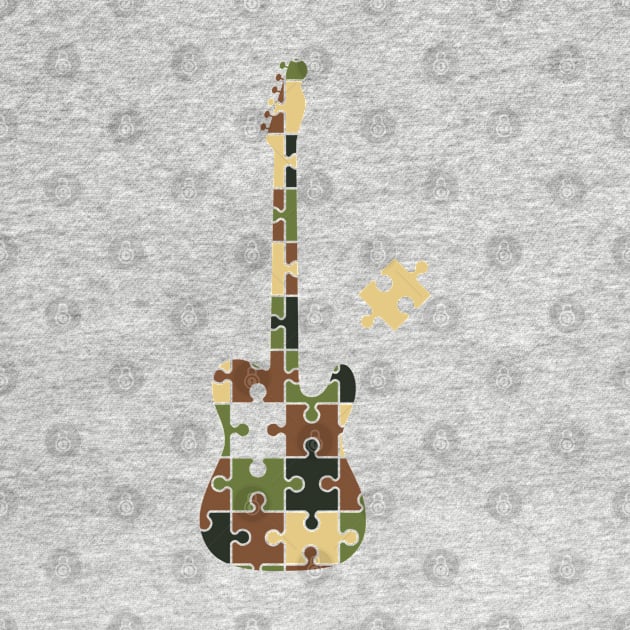 Camouflage Puzzle T-Style Electric Guitar Silhouette by nightsworthy